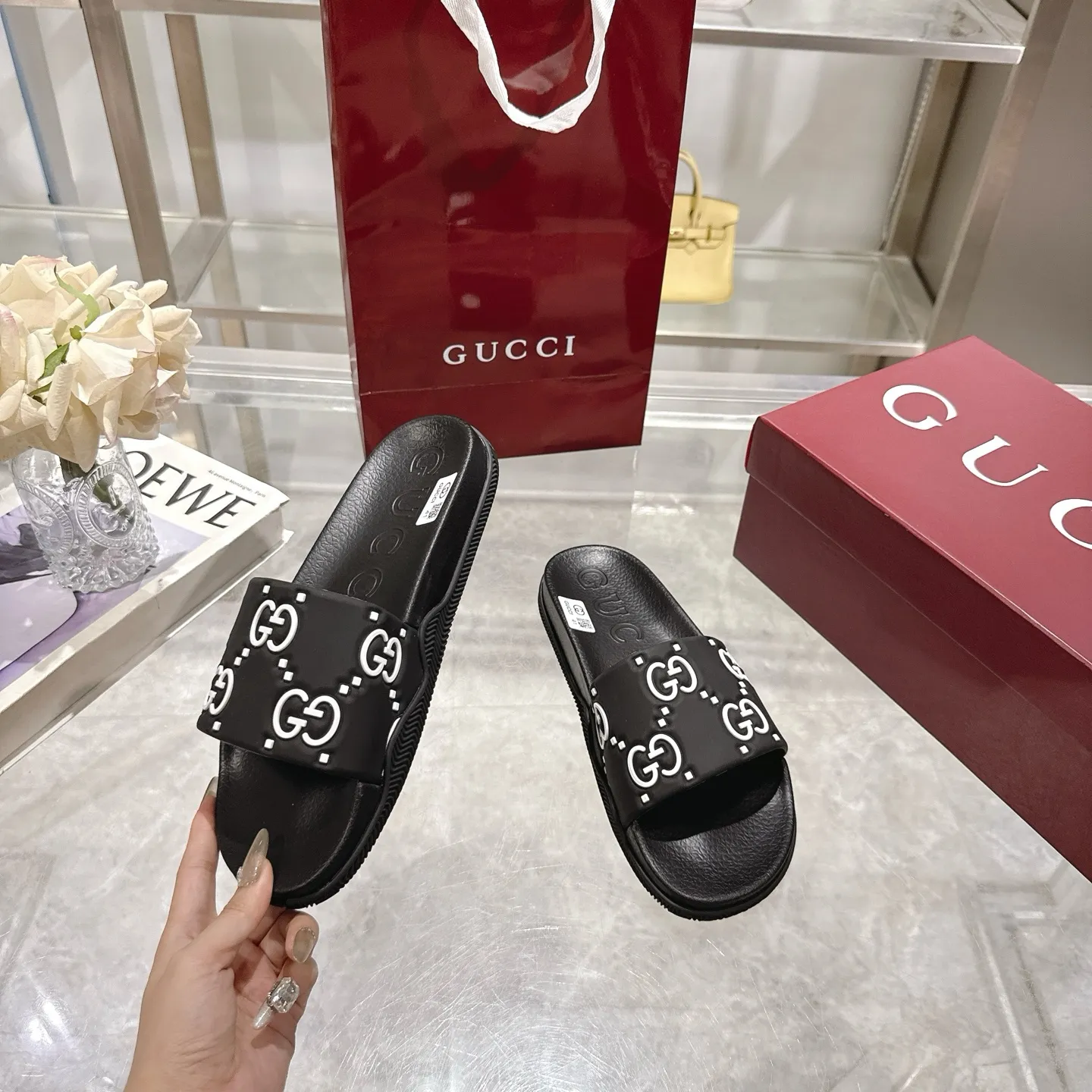 🅿️300💰 🌹Gucci official website Good Game slippers and sandals for men and women. In this special edition series, the acronym of the brand founder Guccio Gucci gives new meaning. In the gaming world, "GG" is a symbol of good sportsmanship and stands for "Good Game," which conveys the value system of the community. The modern acronym is a playful ode to the brand’s origins in the world of sports and leisure, illustrating how Gucci’s heritage continues to evolve. The parting greeting expresses the Gucci Good Game motto as the brand moves into new worlds, creating centers of play, self-expression, talent, freedom and individuality. Made with a rubber upper, these slippers are embellished with the collection's signature logo.  Rubber upper, unisex, G logo embossed, molded footbed, rubber sole, flat, made in Italy, sizes 36 to 46